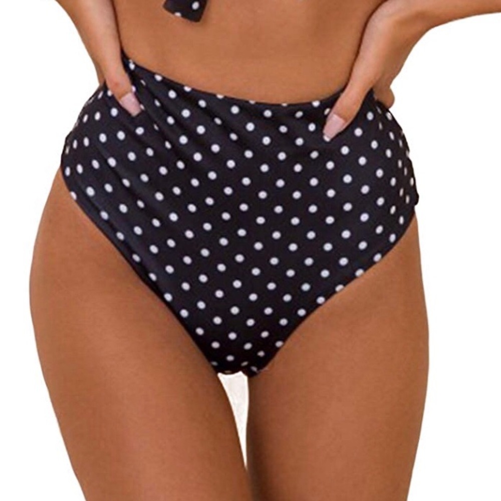 2/$15 B&W Polka Dot High Waisted Bikini Bottom